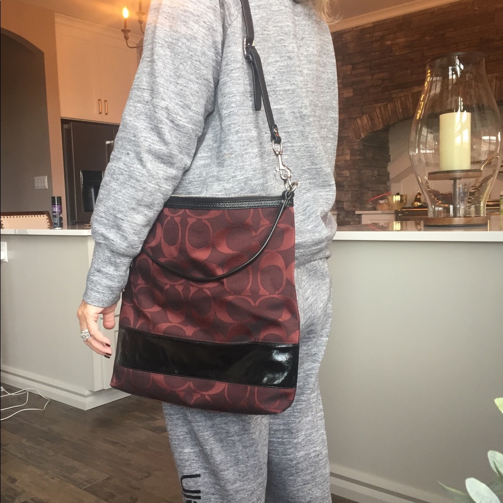 Coach shoulder/cross body bag burgundy